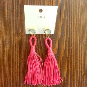 LOFT Pink Tassel Earrings